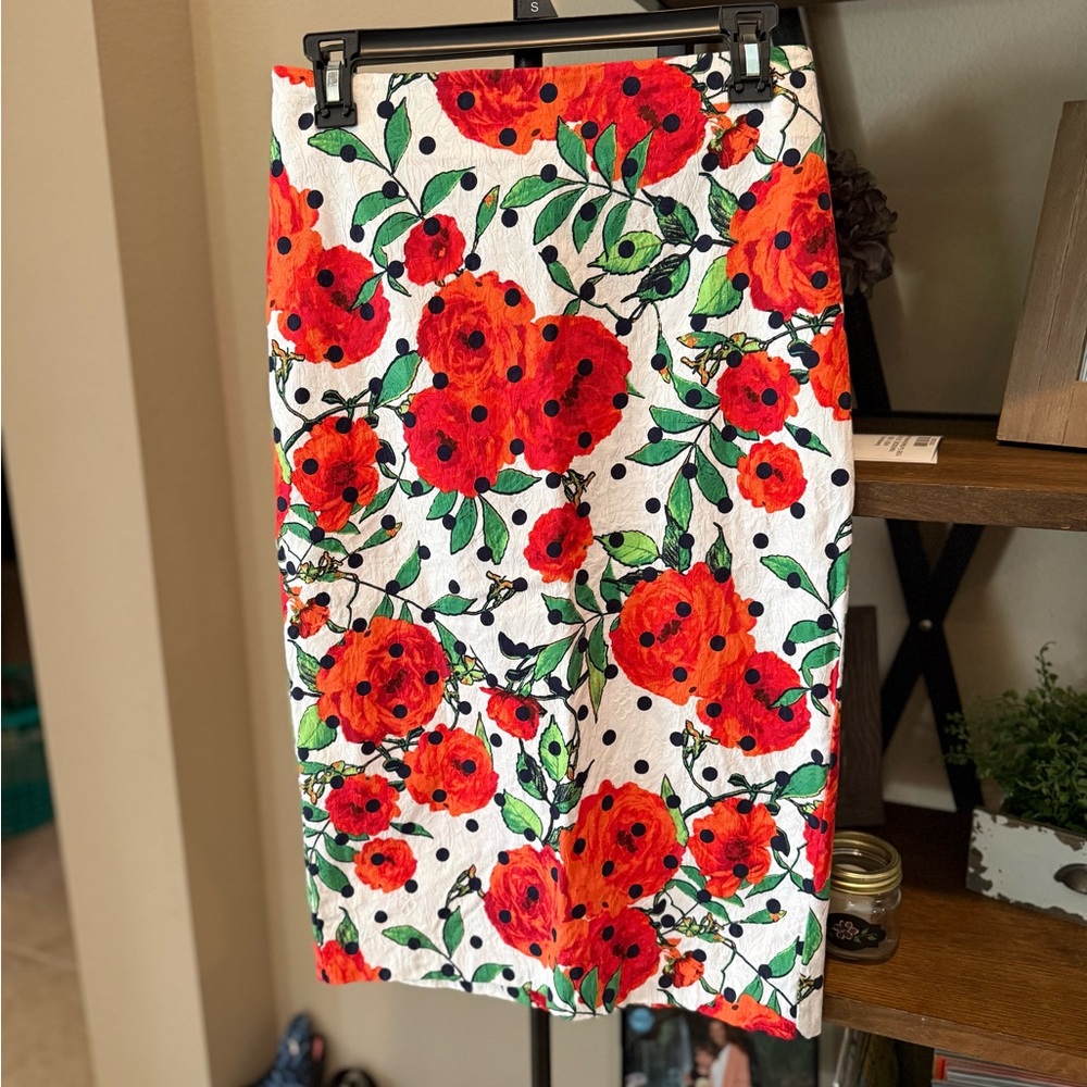 New York & Company Red Floral Pencil Skirt